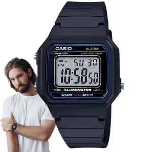 Relógio de Pulso Masculino Casio Masculino Digital Quadrado Prova Dagua 50 Metros Esportivo Preto W-217H-1AVDF