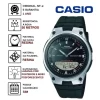 Relógio de Pulso Casio Agenda Telefonica Hora Mundial Masculino Prova Dágua 50 Metros Resina 3 Alarmes World Time 10 Anos de Bateria Analógico Digital Esportivo Preto AW-80-1AVDF - Imagem 3