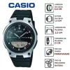 Relógio de Pulso Casio Agenda Telefonica Hora Mundial Masculino Prova Dágua 50 Metros Resina 3 Alarmes World Time 10 Anos de Bateria Analógico Digital Esportivo Preto AW-80-1AVDF - Imagem 4