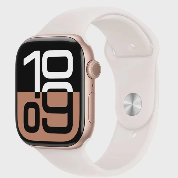 Apple Watch Series 10 (gps, 46 mm) Caixa de Alumínio Ouro Rosa, Pulseira Esportiva Blush-Clara m/g