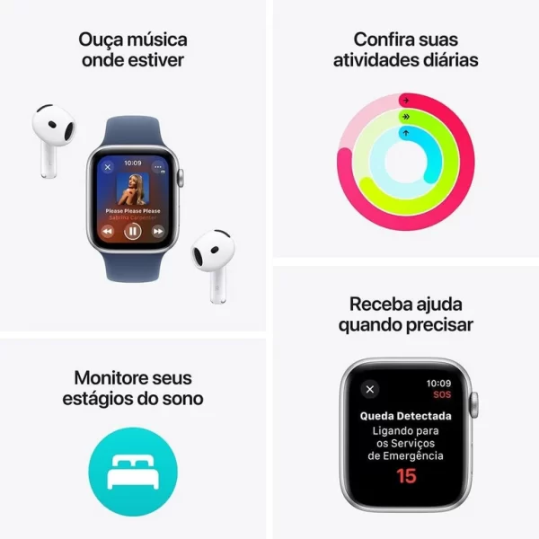 Apple Watch se gps Caixa meia-noite de alumínio – 40 mm Pulseira esportiva meia-noite – p/m - Imagem 4