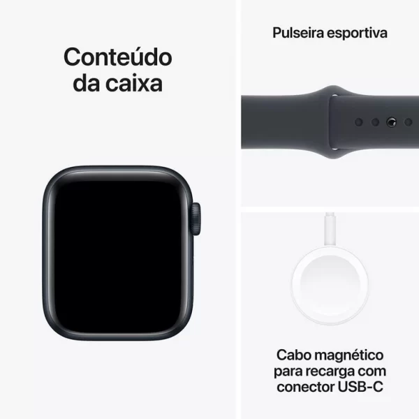 Apple Watch se gps Caixa meia-noite de alumínio – 40 mm Pulseira esportiva meia-noite – p/m - Imagem 6