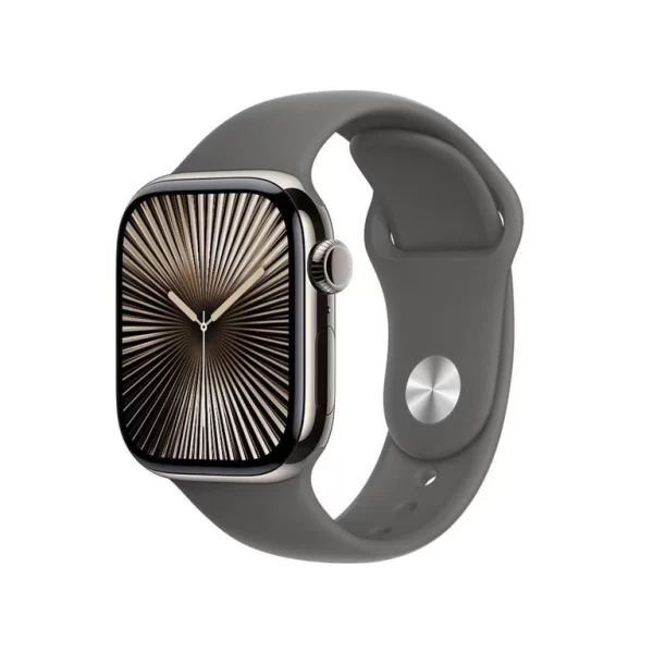 Apple Watch Series 10 gps + Cellular Caixa natural de titânio – 42 mm Pulseira esportiva cinza-pedra – m/g
