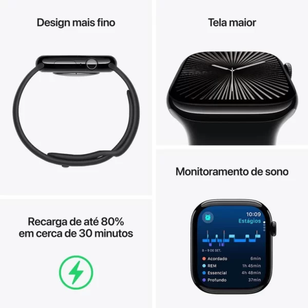 Apple Watch Series 10 gps + Cellular Caixa natural de titânio – 42 mm Pulseira esportiva cinza-pedra – m/g - Imagem 8