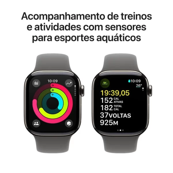 Apple Watch Series 10 gps + Cellular Caixa natural de titânio – 42 mm Pulseira esportiva cinza-pedra – m/g - Imagem 6