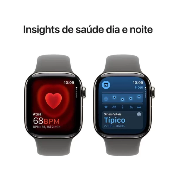 Apple Watch Series 10 gps + Cellular Caixa natural de titânio – 42 mm Pulseira esportiva cinza-pedra – m/g - Imagem 3