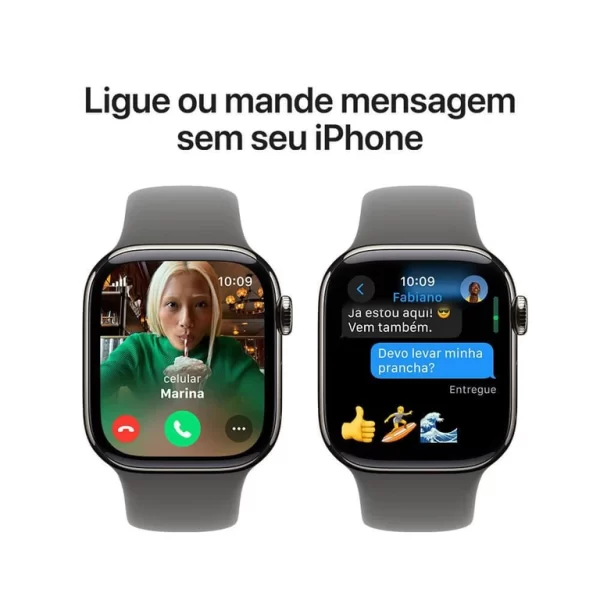 Apple Watch Series 10 gps + Cellular Caixa natural de titânio – 42 mm Pulseira esportiva cinza-pedra – m/g - Imagem 9